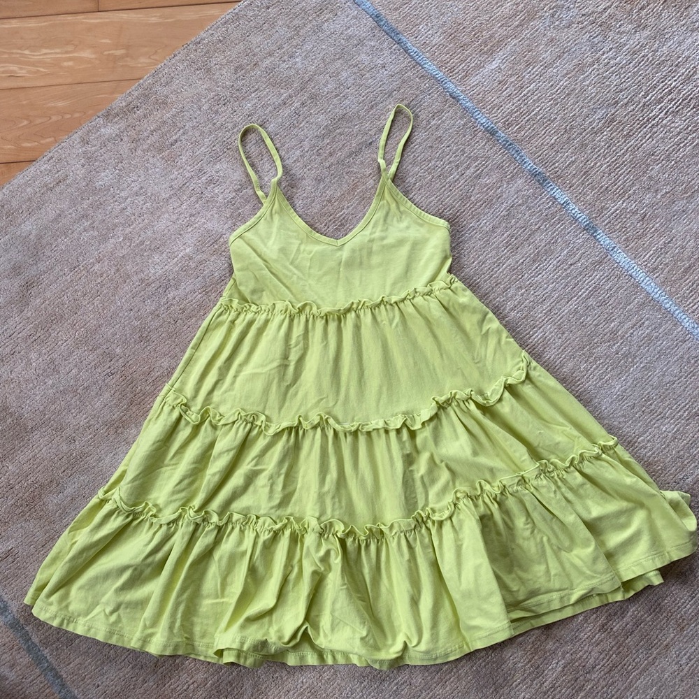 Zara Lime Green Tiered Spaghetti-Strap Dress for Girls - Picture 2 of 5